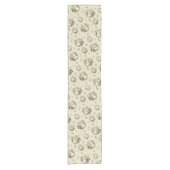 Elegante  Crème Beige Rozen Floral Pattern Korte Tafelloper (Voorkant)