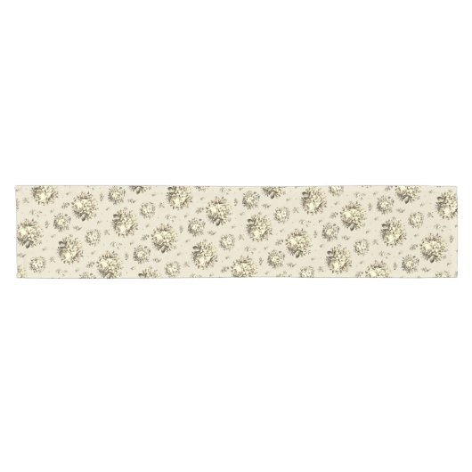 Elegante  Crème Beige Rozen Floral Pattern Korte Tafelloper (Horizontaal)