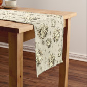 Elegante  Crème Beige Rozen Floral Pattern Korte Tafelloper (Voorbeeld)