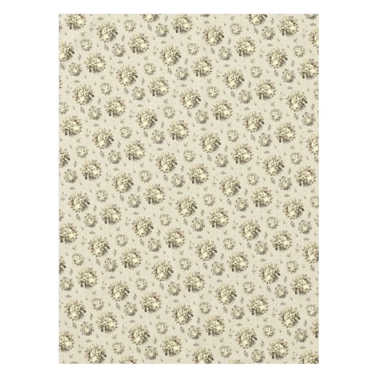 Elegante  Crème Beige Rozen Floral Pattern Tafelkleed (Voorkant)