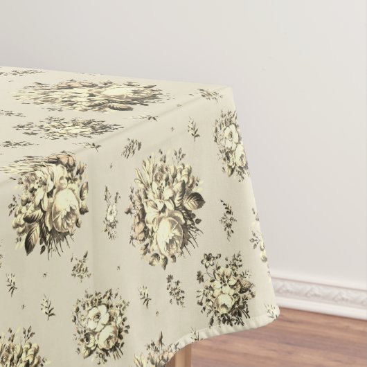 Elegante Crème Beige Rozen Floral Pattern Tafelkleed (Voorbeeld)