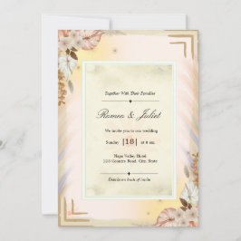 Elegante Crème Beige Tropische Boho Bloemige Trouw Kaart