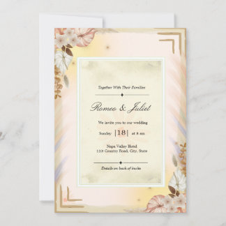 Elegante Crème Beige Tropische Boho Bloemige Trouw Kaart