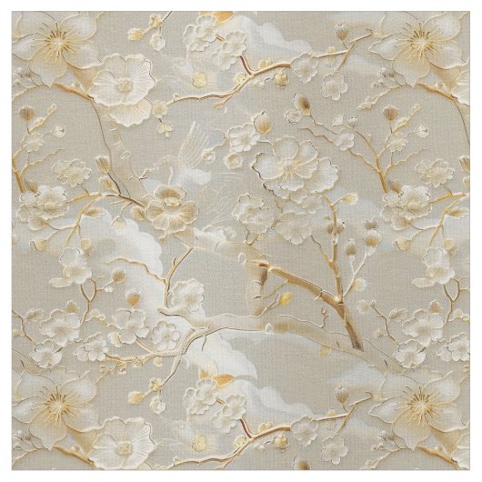 Elegante crème bloem cloisonné stof (Close Up)