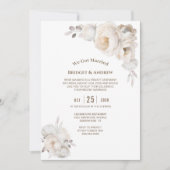 Elegante Crème Bloemen Bruiloft Receptie Kaart (Voorkant)