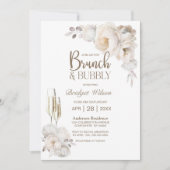 Elegante Crème Bloemen Brunch en Bubble Kaart (Voorkant)
