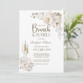 Elegante Crème Bloemen Brunch en Bubble Kaart (Staand voorkant)