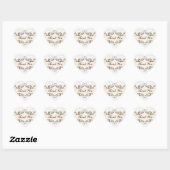 Elegante Crème Bloemen Damask Bruiloft Hart Sticker (Vel)