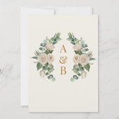 Elegante Crème Bloemen Moslim Bruiloft Kaart (Achterkant)