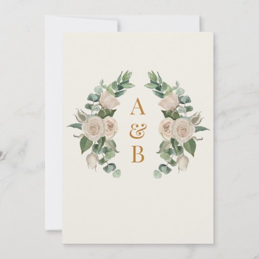 Elegante Crème Bloemen Moslim Bruiloft Kaart (Achterkant)