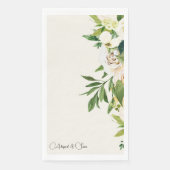 Elegante Crème Bloemen Script Namen Bruiloft Servet (Voorkant)