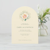 Elegante Crème Bloemenkrans Kaart (Staand voorkant)