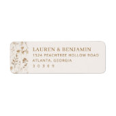 Elegante Crème Bloemenweelde Etiket (Voorkant)
