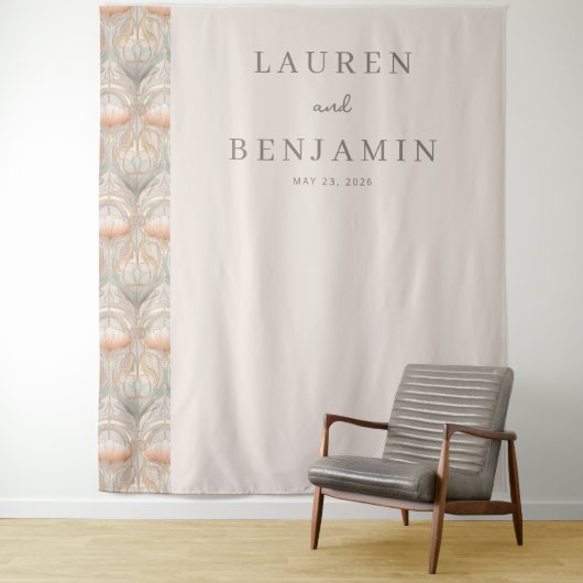 Elegante Crème Bloemenweelde Wandkleed (In situ)