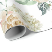 Elegante Crème Bloemige Botanische Trouw Cadeaupapier (Rol Hoek)
