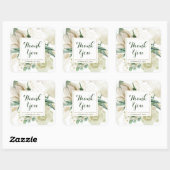 Elegante Crème Bloemige Trouw Dank Je Vierkante Sticker (Vel)