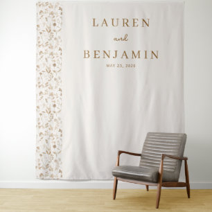 Elegante Crème Bloemrand Wandkleed