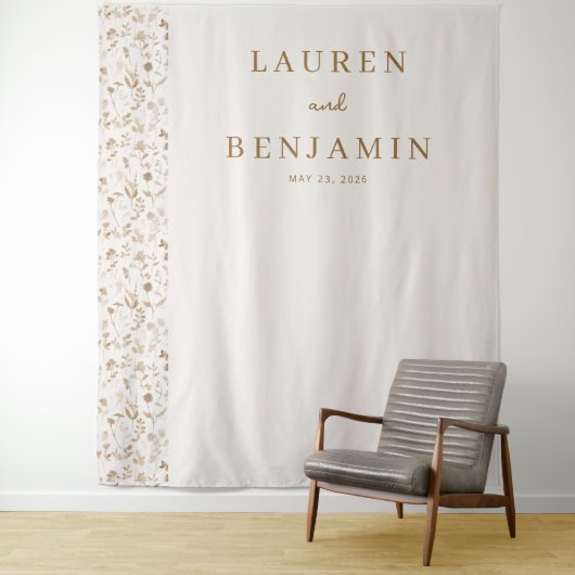 Elegante Crème Bloemrand Wandkleed (In situ)