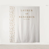 Elegante Crème Bloemrand Wandkleed (Voorkant)