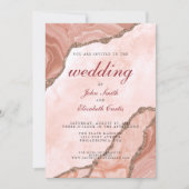 Elegante Crème Blush Agate Zachte Roze Gouden Brui Kaart (Voorkant)