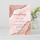 Elegante Crème Blush Agate Zachte Roze Gouden Brui Kaart (Staand voorkant)