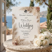 Elegante Crème Boho Roze Rustieke Trouwdag Kaart