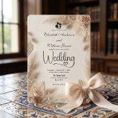 Elegante Crème Boho Roze Rustieke Trouwdag Kaart