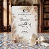 Elegante Crème Boho Roze Rustieke Trouwdag Kaart