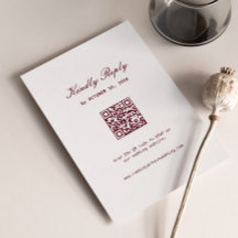 Elegante Crème & Bourgondiërode Huwelijks-RSVP-Kaa