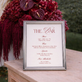 Elegante Crème & Burgundy Trouwbar Poster