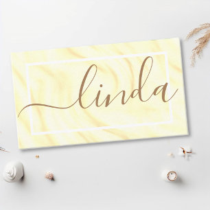 Elegante Crème Cappuccino Calligrafie Handtekening Visitekaartje
