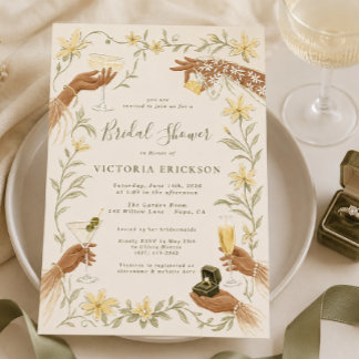 Elegante Crème Cocktail Bruiloft Uitnodiging