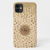 Elegante Crème Dierenprint Monogram Bling Edelsten Case-Mate iPhone Case (Achterkant)
