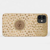 Elegante Crème Dierenprint Monogram Bling Edelsten Case-Mate iPhone Case (Achterkant (horizontaal))