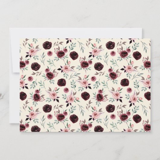 Elegante Crème en Bourgogne Bloemen Foto Bruiloft Save The Date (Achterkant)