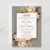 Elegante crème en bruine bloem islamitische bruilo kaart (Voorkant)