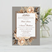 Elegante crème en bruine bloem islamitische bruilo kaart (Staand voorkant)