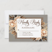 Elegante crème en bruine bloem islamitische bruilo RSVP kaartje (Voorkant)