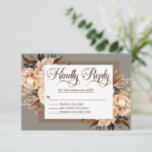 Elegante crème en bruine bloem islamitische bruilo RSVP kaartje (Staand voorkant)