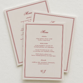 Elegante Crème en Burgundy Bruiloft Menu