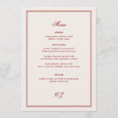 Elegante Crème en Burgundy Bruiloft Menu (Voorkant)