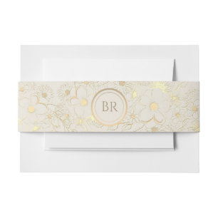 Elegante Crème en Gouden Bruiloft Uitnodigingen Wikkel