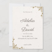 Elegante Crème en Gouden Huwelijksuitnodiging Kaart (Voorkant)