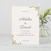 Elegante Crème en Gouden Huwelijksuitnodiging Kaart (Staand voorkant)