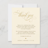 Elegante Crème en Gouden Kalligrafie Bruiloft Bedankkaart (Voorkant)