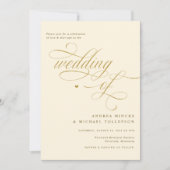 Elegante Crème en Gouden Kalligrafie Bruiloft Kaart (Voorkant)