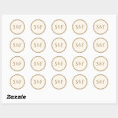 Elegante Crème en Gouden Monogram Envelopzegel Ronde Sticker (Vel)