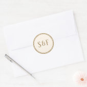 Elegante Crème en Gouden Monogram Envelopzegel Ronde Sticker (Envelop)