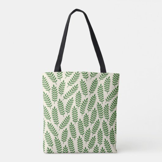 Elegante crème en groene bladeren Canvas tas (Achterkant)