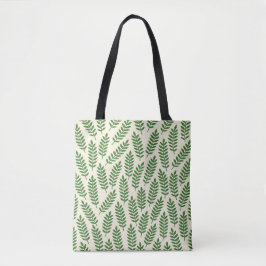 Elegante Crème en Groene Bladeren Tote Tas
